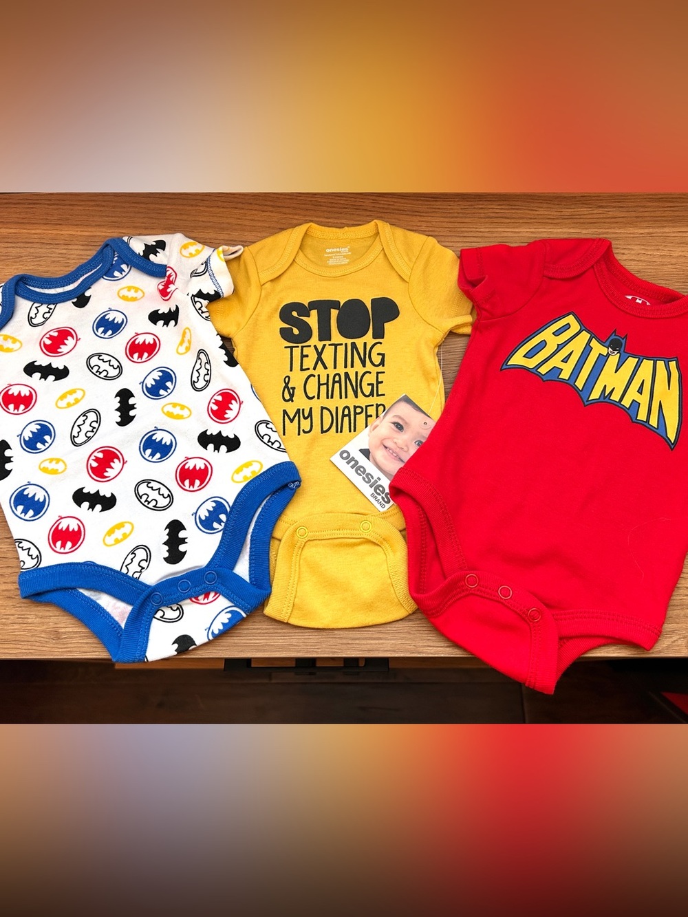 Batman Baby Boy Newborn Bodysuits 3PC Set DC Comics NWT Like New